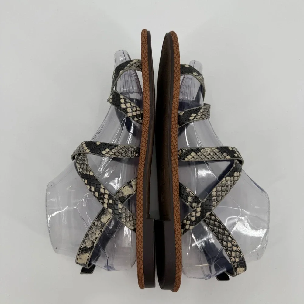 Circus by Sam Edelman Womens 8.5 Snakeskin Print Strappy Slingback Flat Sandals
